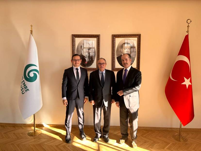 A Meeting between Mr. Amar Belani, Algerian Ambassador to Ankara,  Prof. Dr. Şeref ATEŞ, President of the Yunus Emre foundation, and Mr. Rahmi Goktas, vice president.